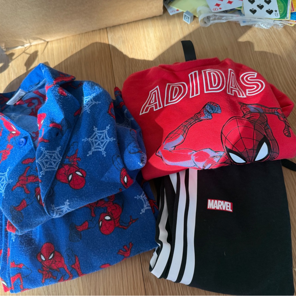 4 year -  Spider-Man Adidas sweatsuit and  Hanna Anderson pjs